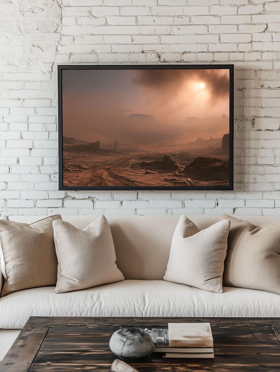 Desert Sunbeam Landscape Print. room preview