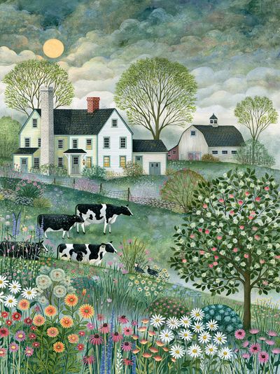 Pastoral Farmhouse Landscape Print.