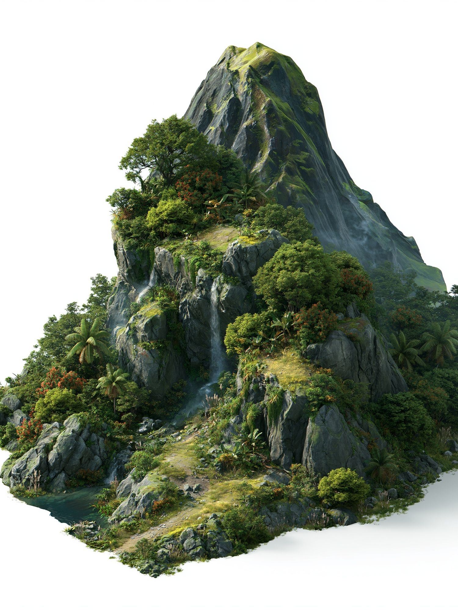 Lush Mountain Island Print. poster — nature art