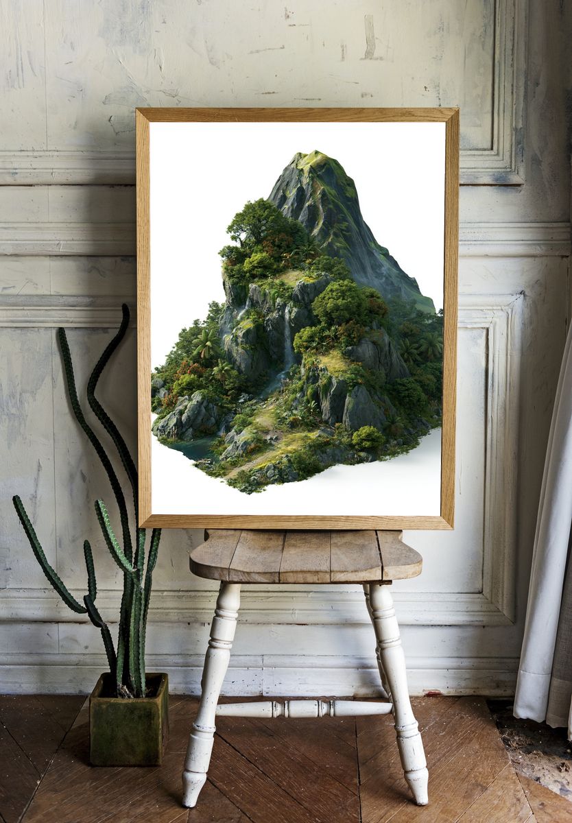 Lush Mountain Island Print. — room view 1