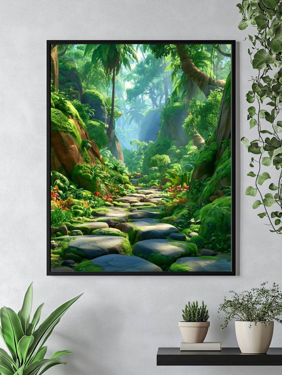 Lush Jungle Path Poster. — room view 4