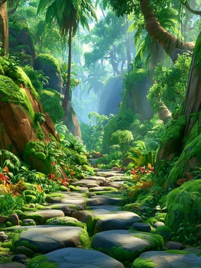 Lush Jungle Path Poster.