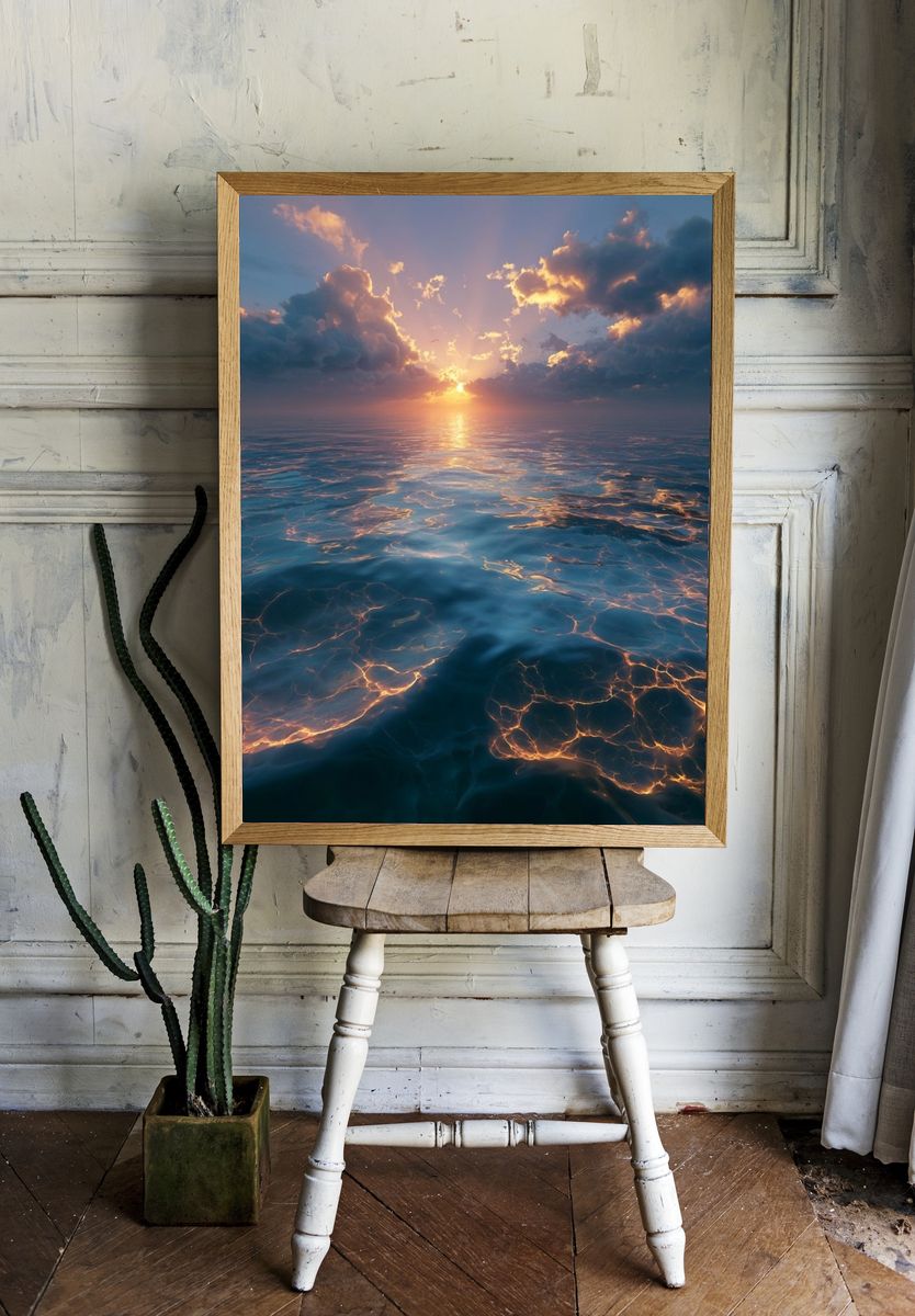 Sunset Ocean Glow Print. — room view 1