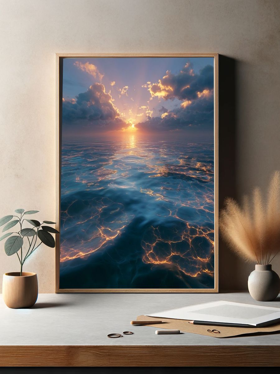 Sunset Ocean Glow Print. — room view 2