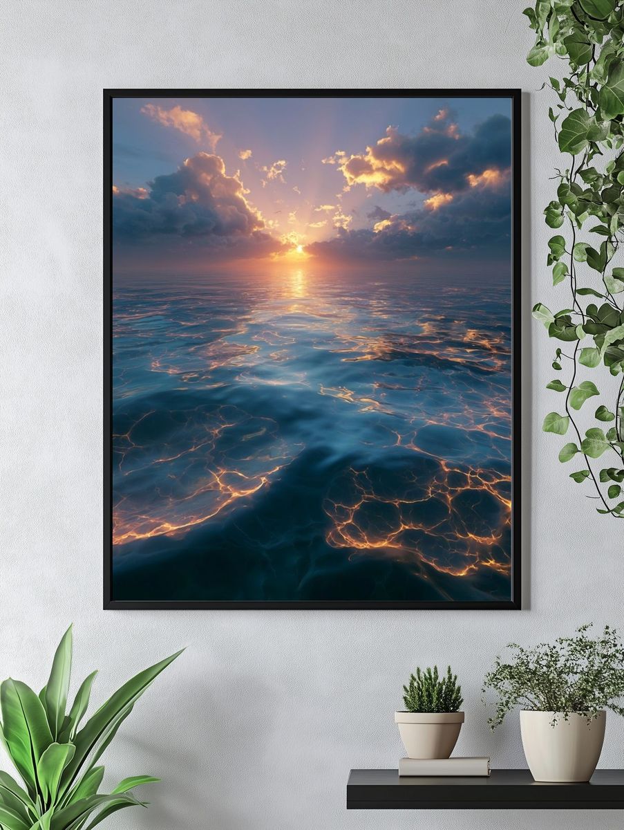 Sunset Ocean Glow Print. — room view 4