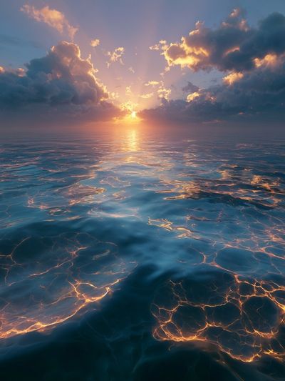 Sunset Ocean Glow Print. poster