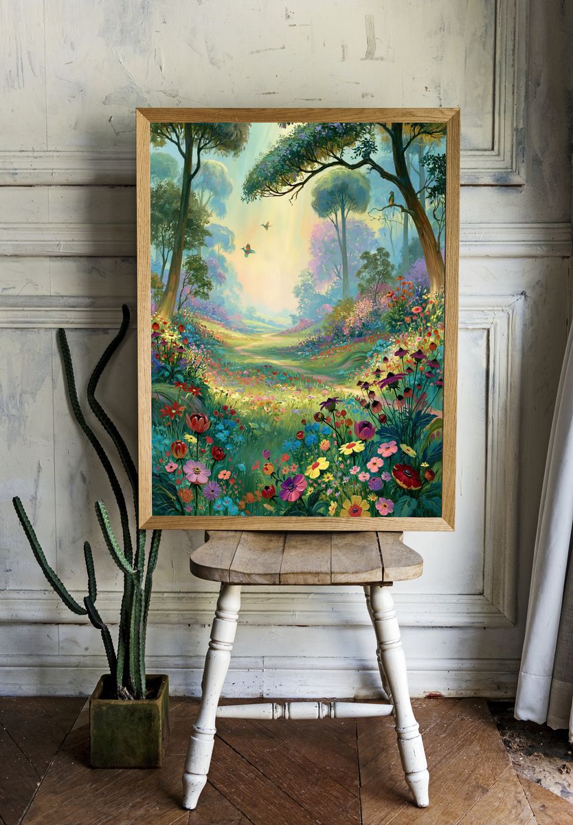 Enchanted Flower Forest Print. room preview
