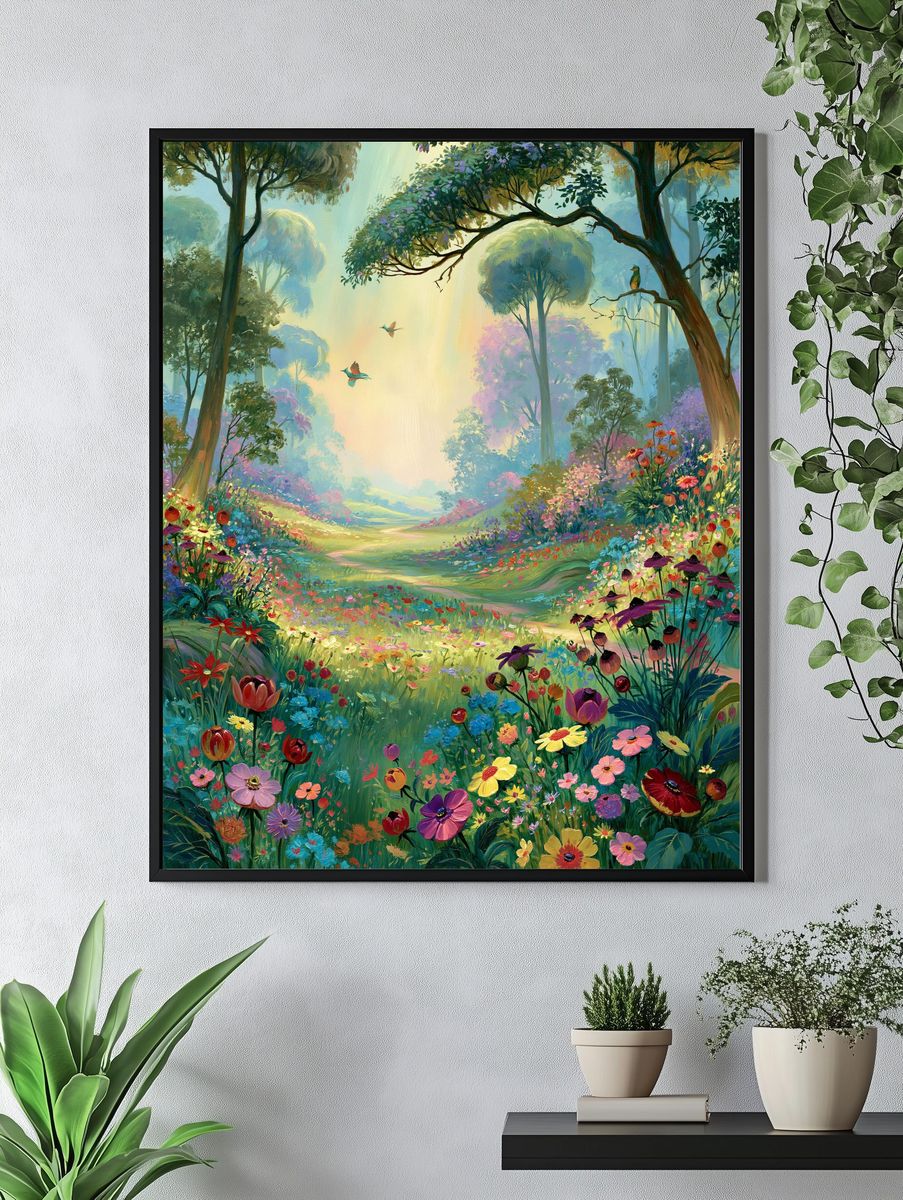 Enchanted Flower Forest Print. — room view 4