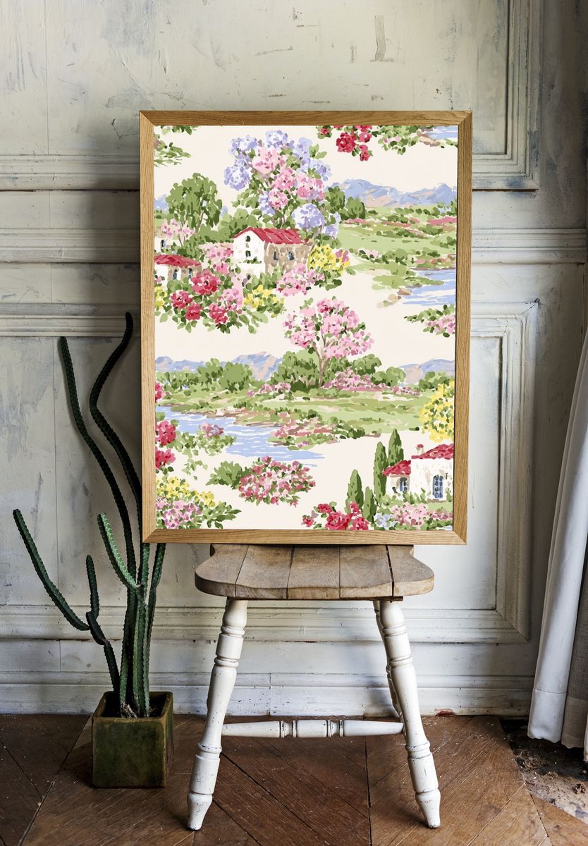 Mediterranean Garden Landscape Print. room preview
