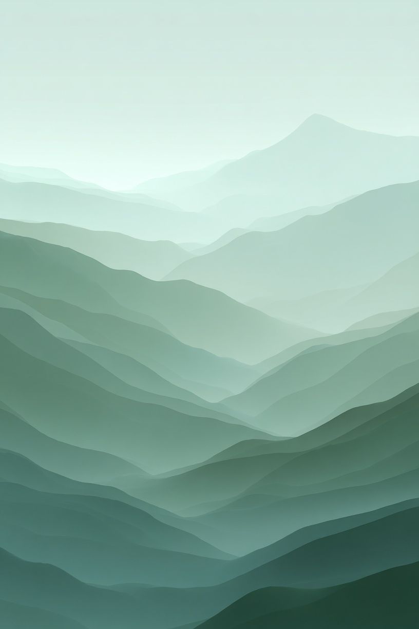 Misty Green Mountain Layers Print. poster detail