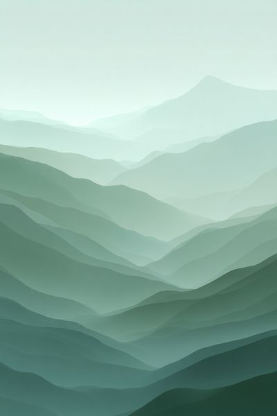 Misty Green Mountain Layers Print.