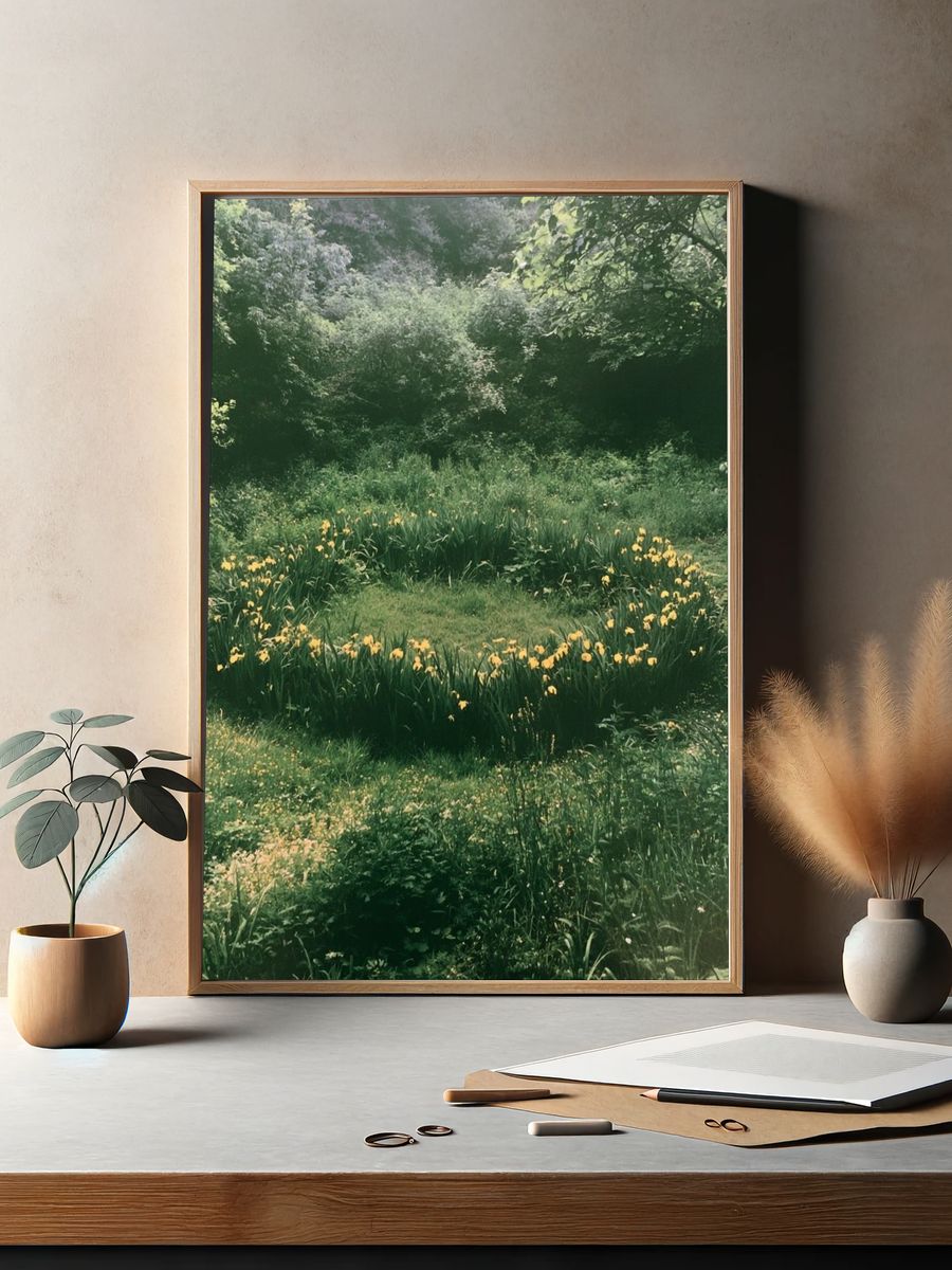 Wild Garden Circle Photography Poster. — room view 2
