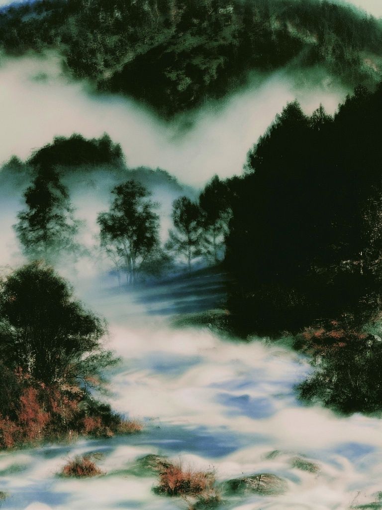 Misty Forest Landscape Print. poster detail