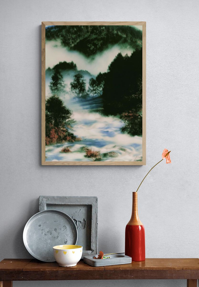 Misty Forest Landscape Print. — room view 3