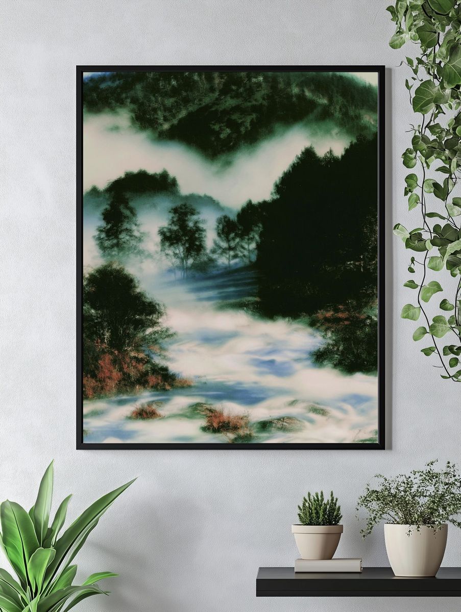 Misty Forest Landscape Print. — room view 4