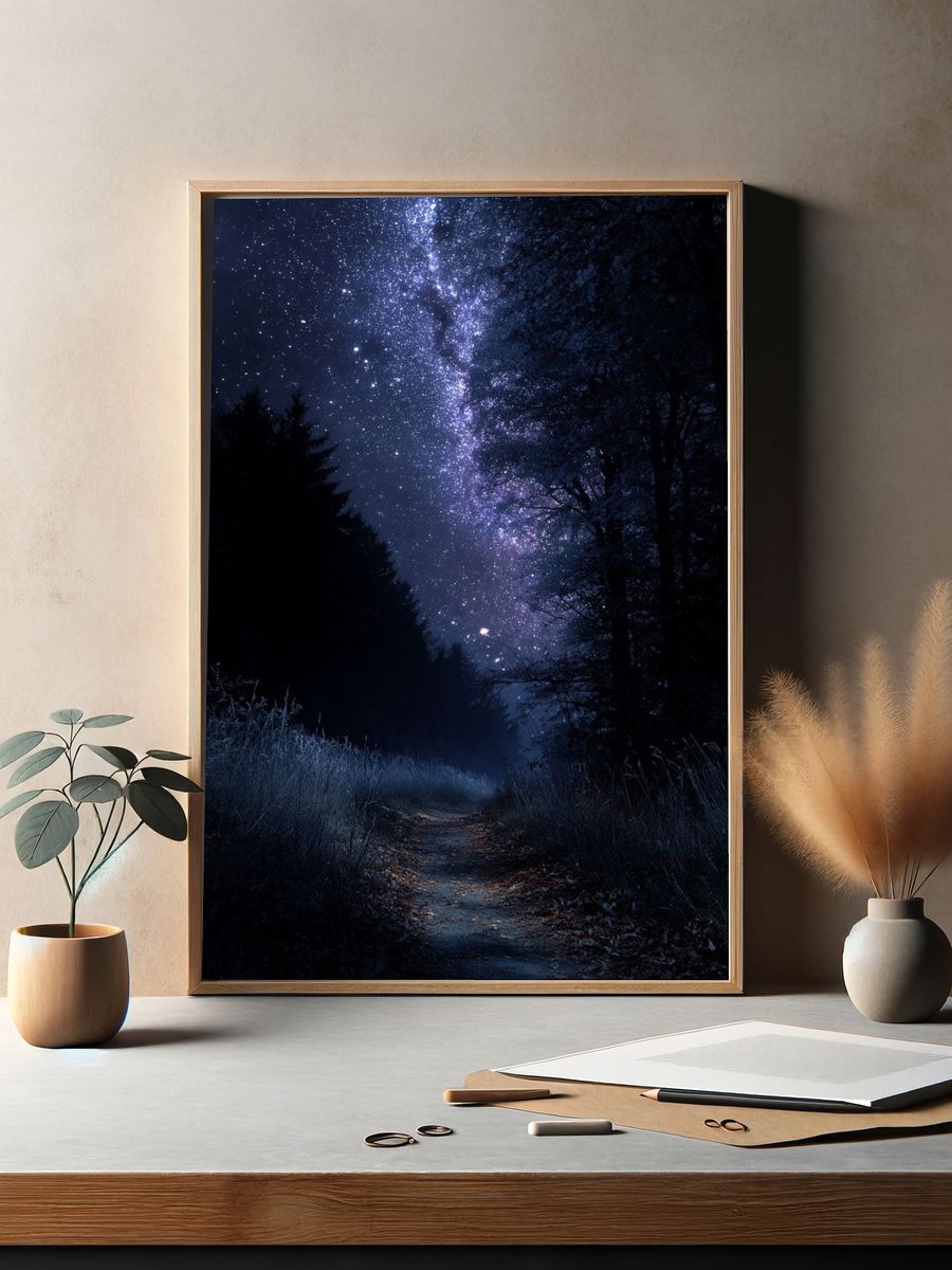 Starry Forest Path Print. — room view 2