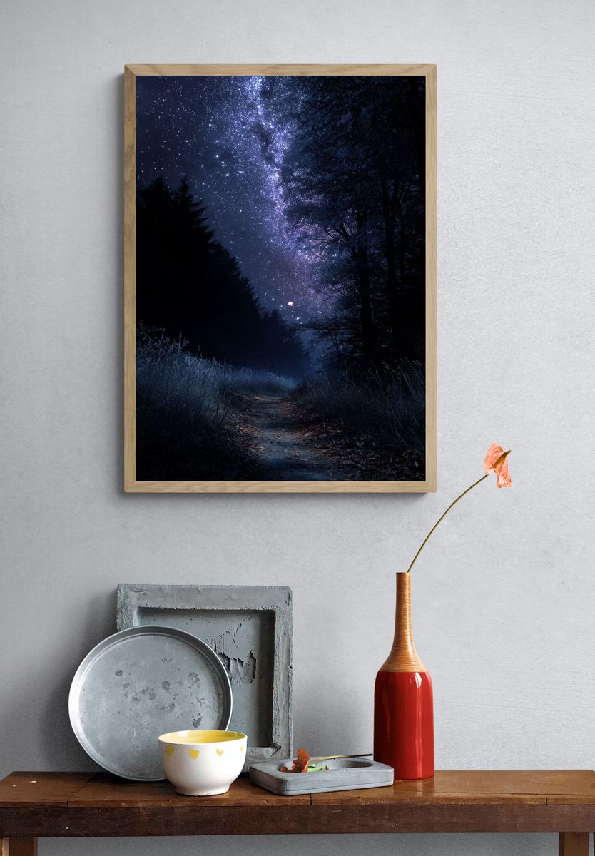Starry Forest Path Print. — room view 3