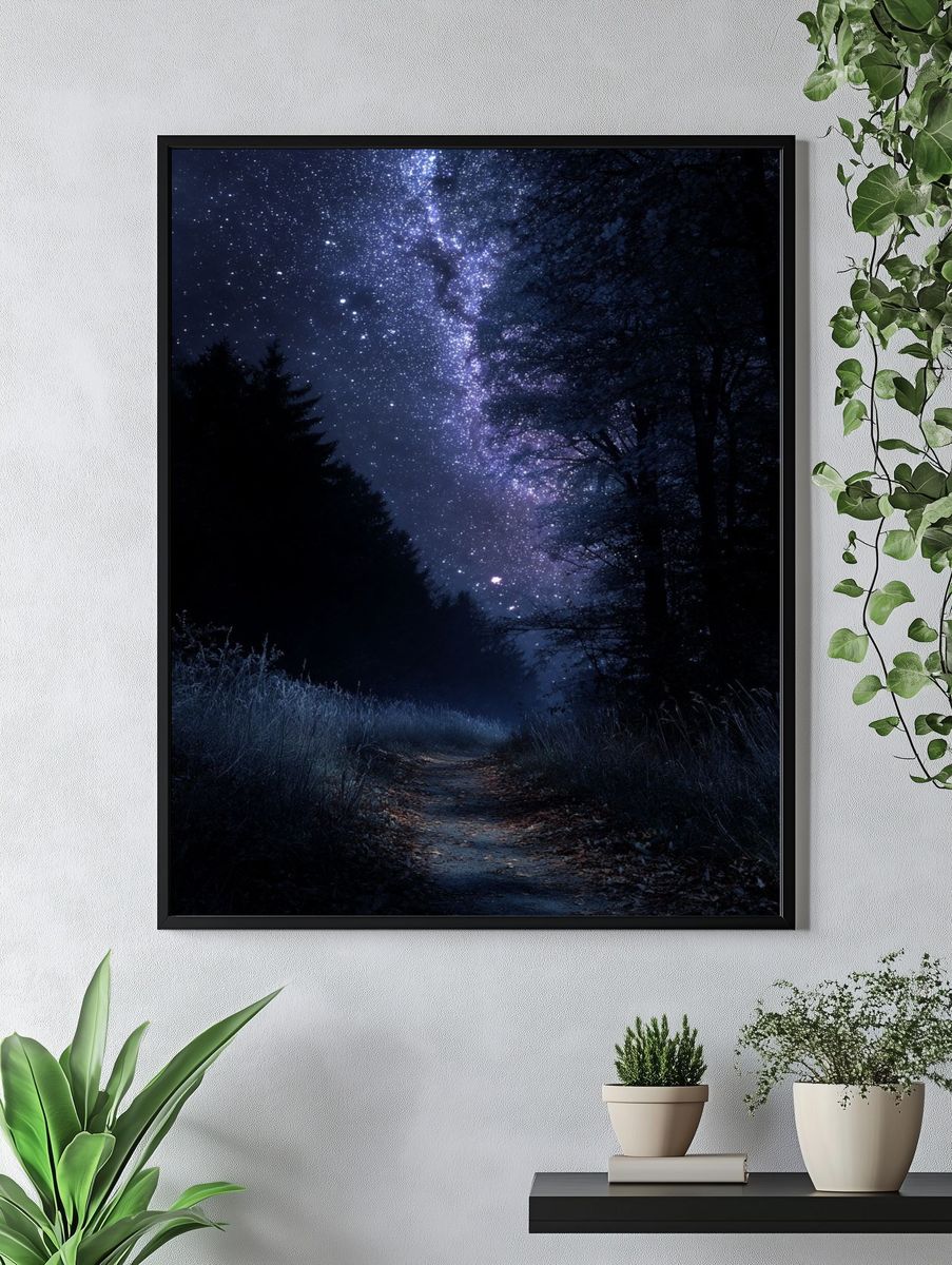 Starry Forest Path Print. — room view 4