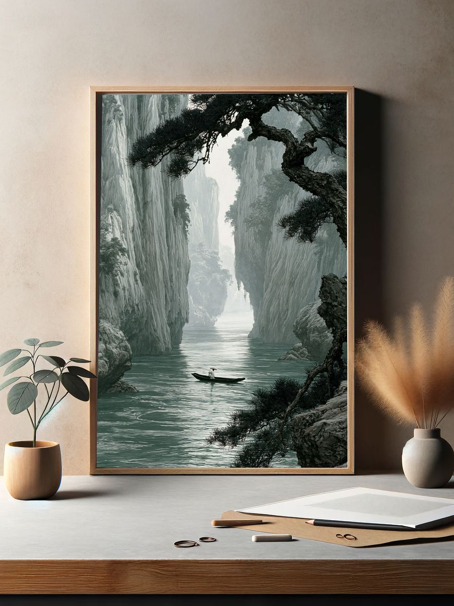Misty River Gorge Landscape Print. — room view 2