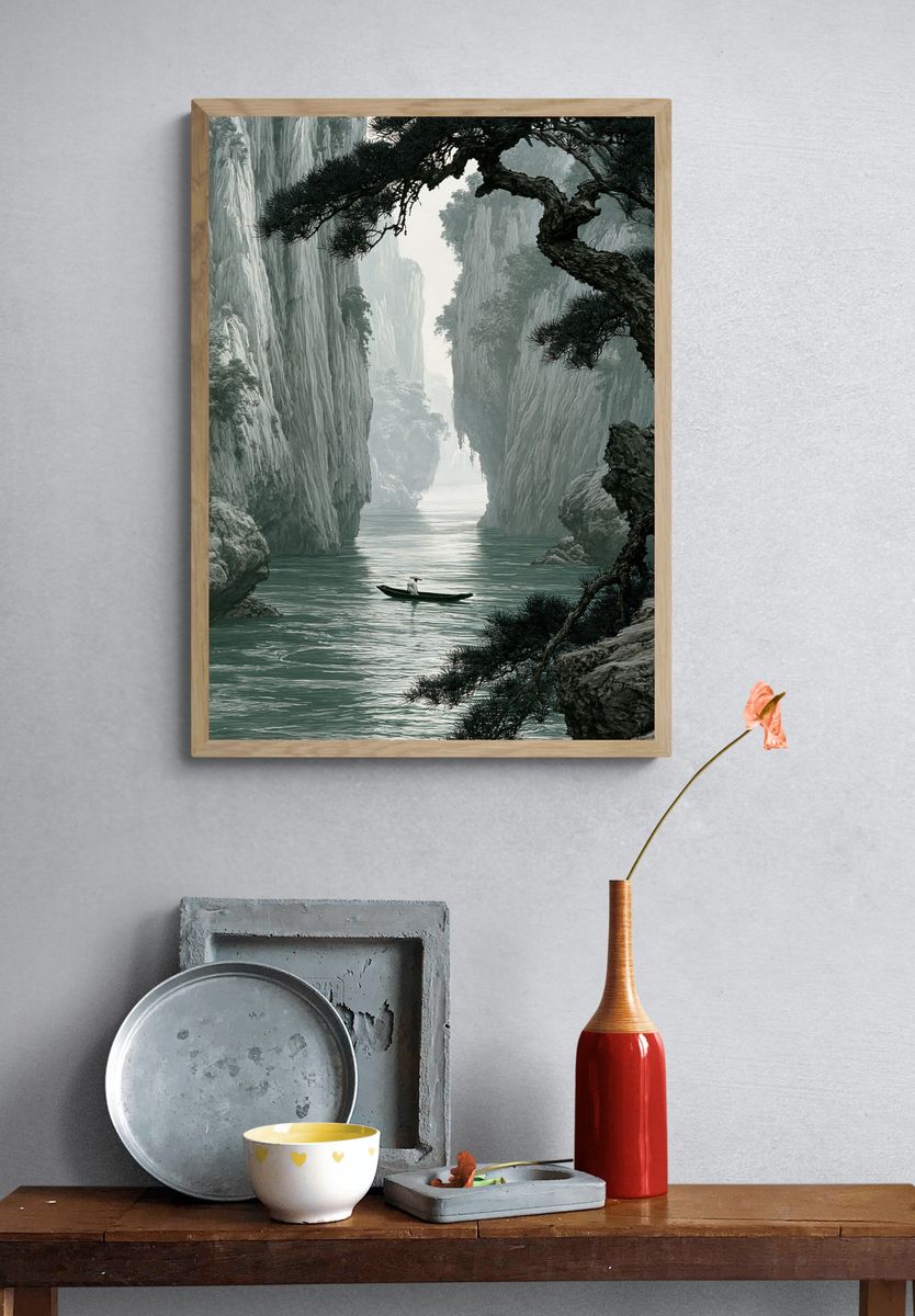 Misty River Gorge Landscape Print. — room view 3