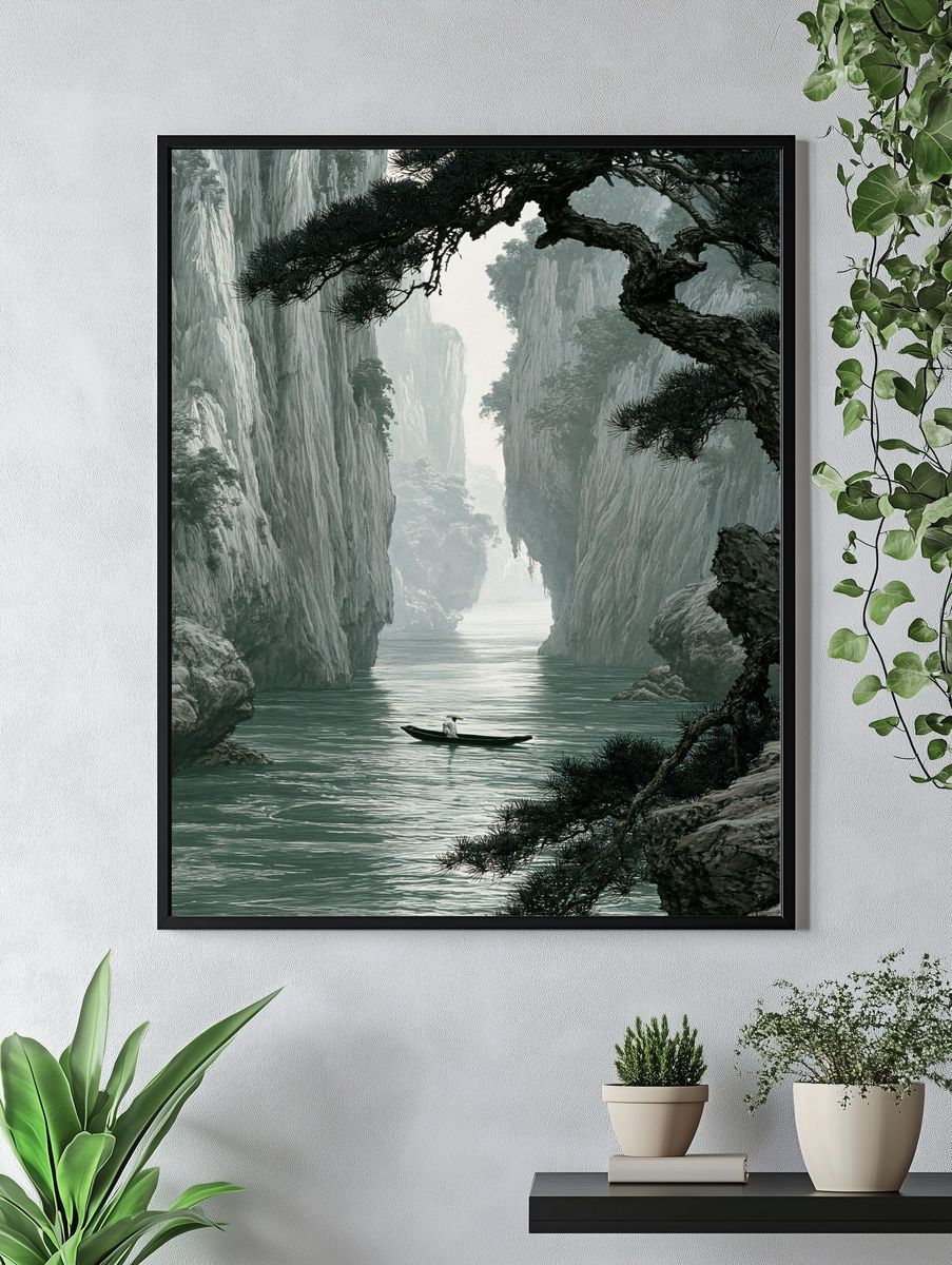 Misty River Gorge Landscape Print. — room view 4