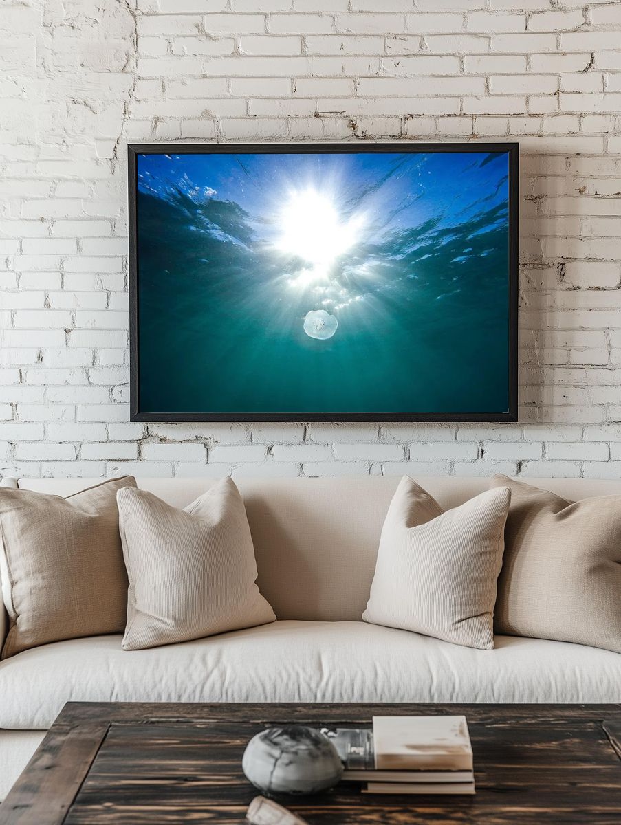 Underwater Sunburst Ocean Print room preview