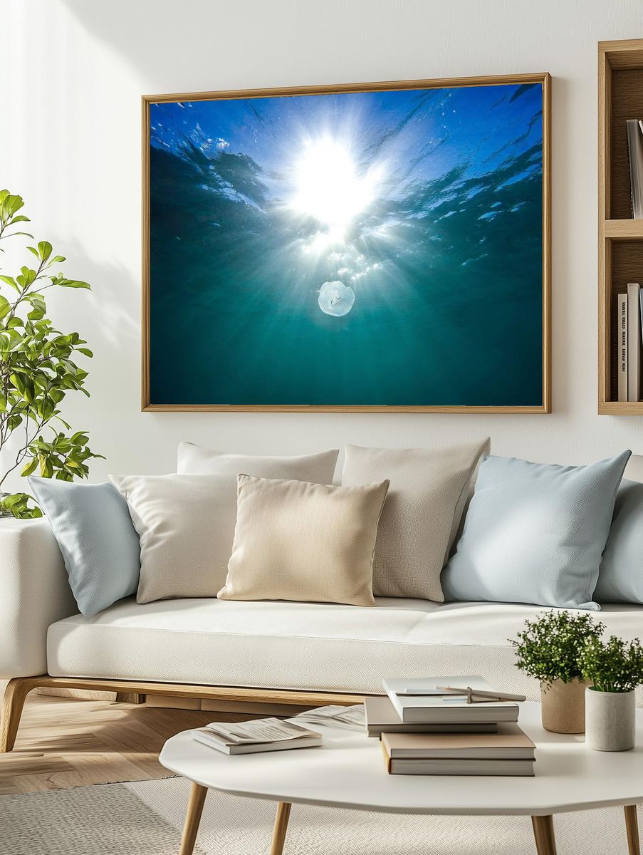 Underwater Sunburst Ocean Print. — room view 2