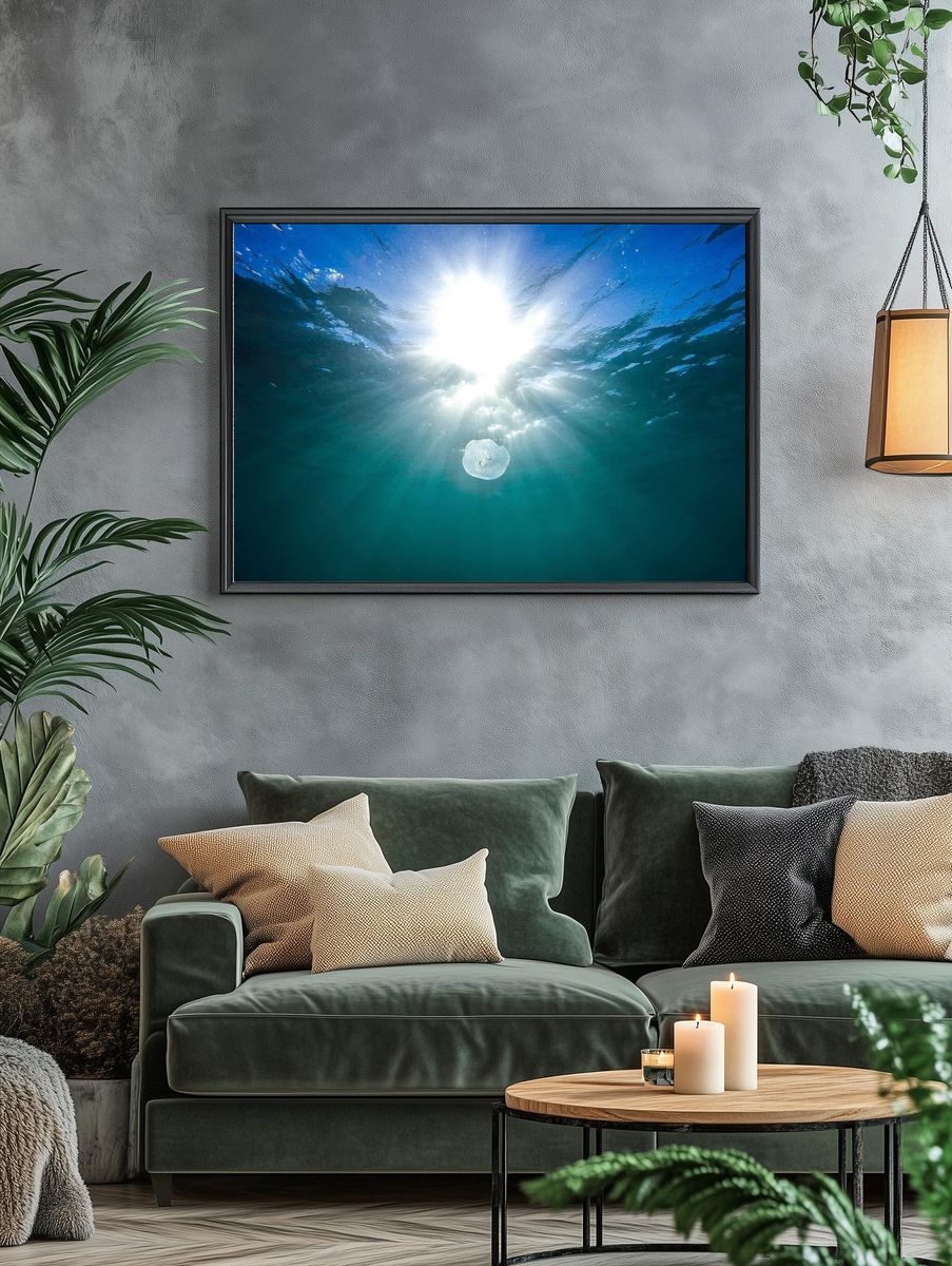 Underwater Sunburst Ocean Print. — room view 4