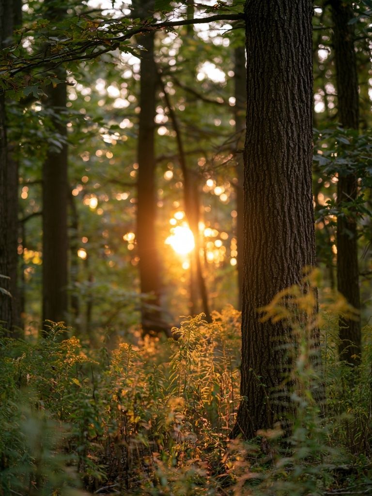 Sunlit Forest at Dawn Poster. poster detail