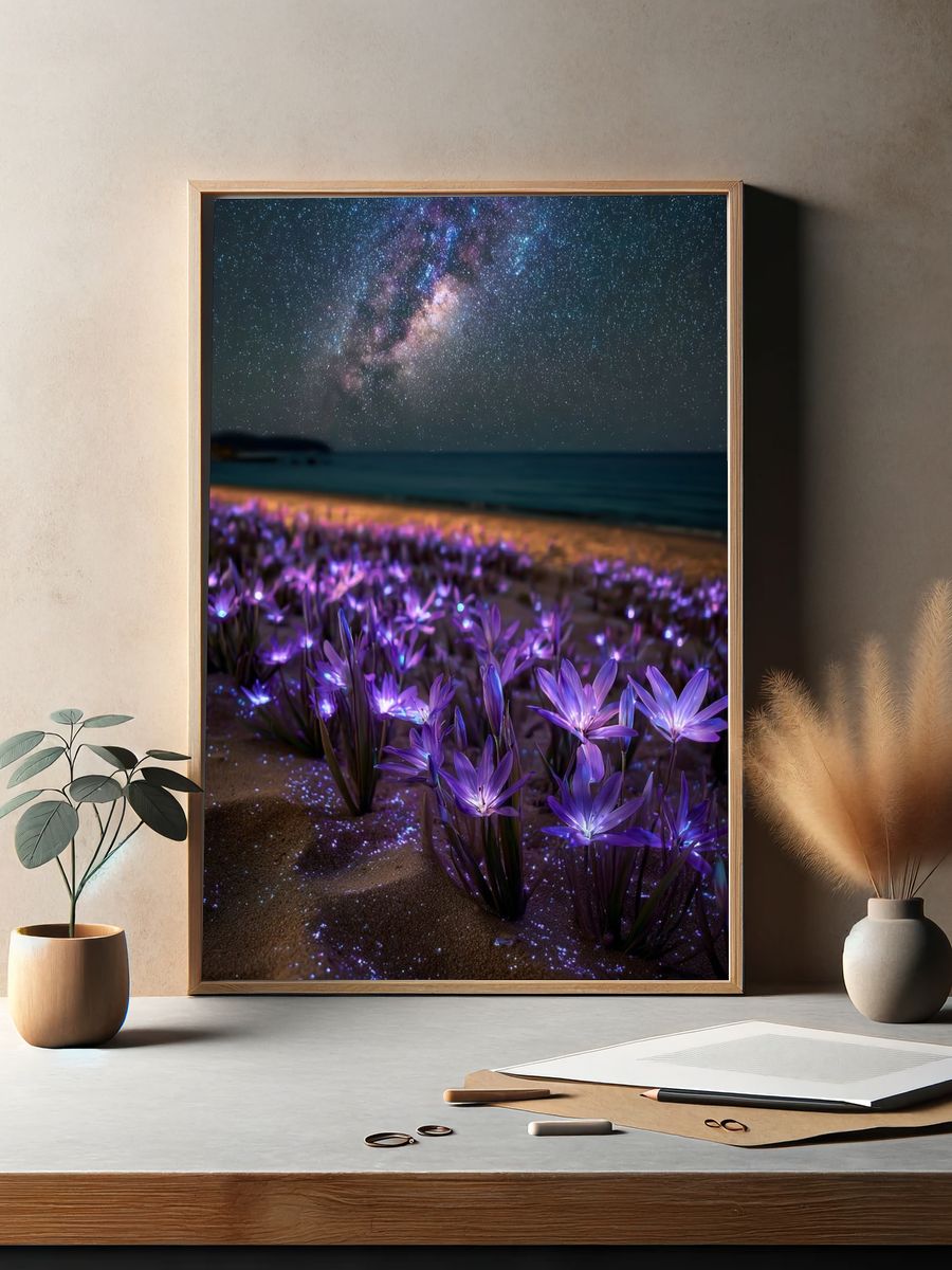 Galactic Beach Flowers — Nature Print. — room view 2