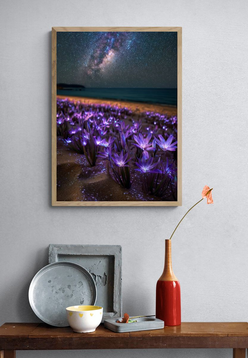 Galactic Beach Flowers — Nature Print. — room view 3