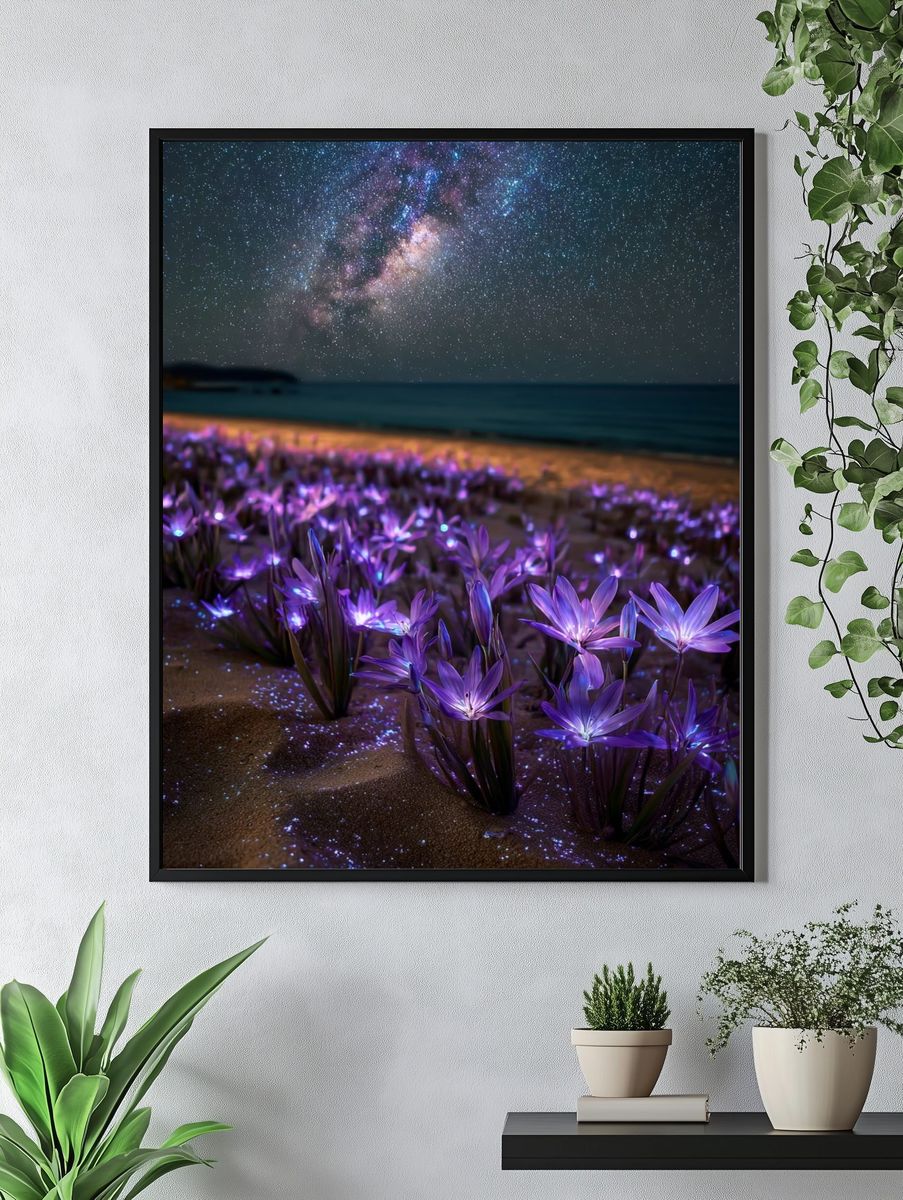 Galactic Beach Flowers — Nature Print. — room view 4