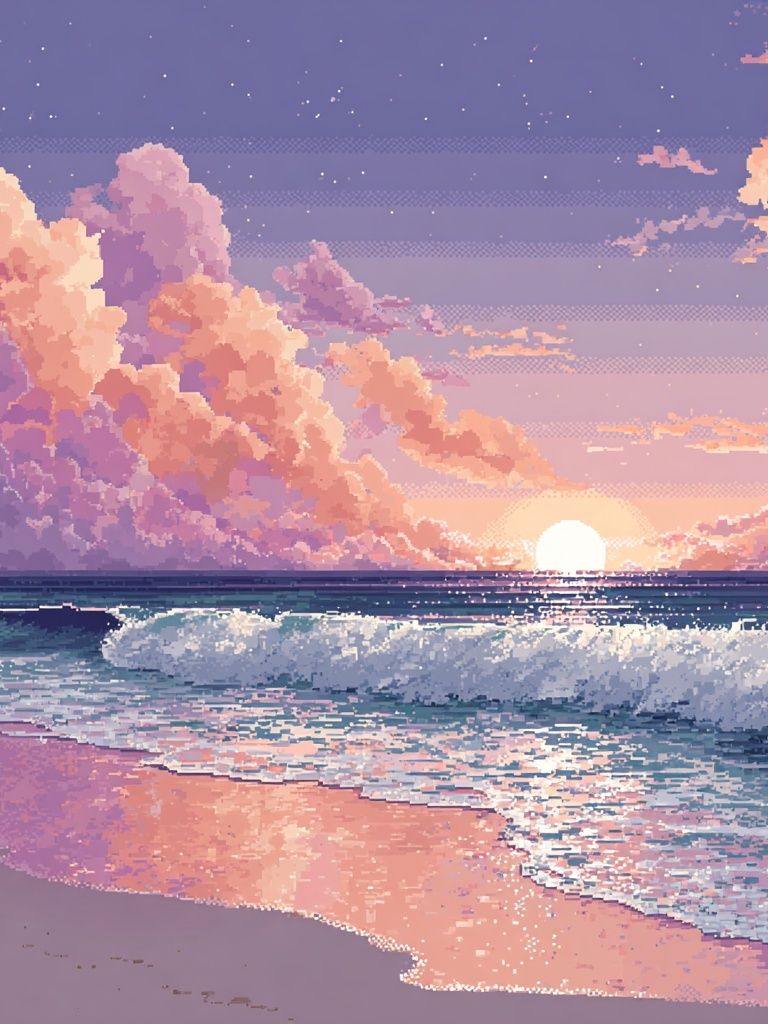 Pastel Ocean Sunset Digital Art Poster. poster — nature art