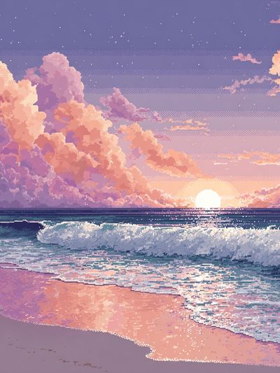 Pastel Ocean Sunset Digital Art Poster. poster