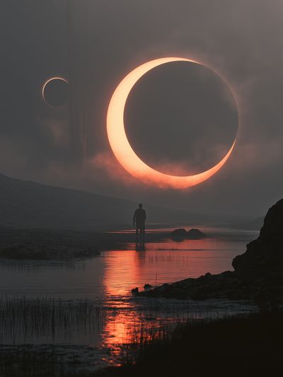 Eclipse Over Silent Lake Poster.