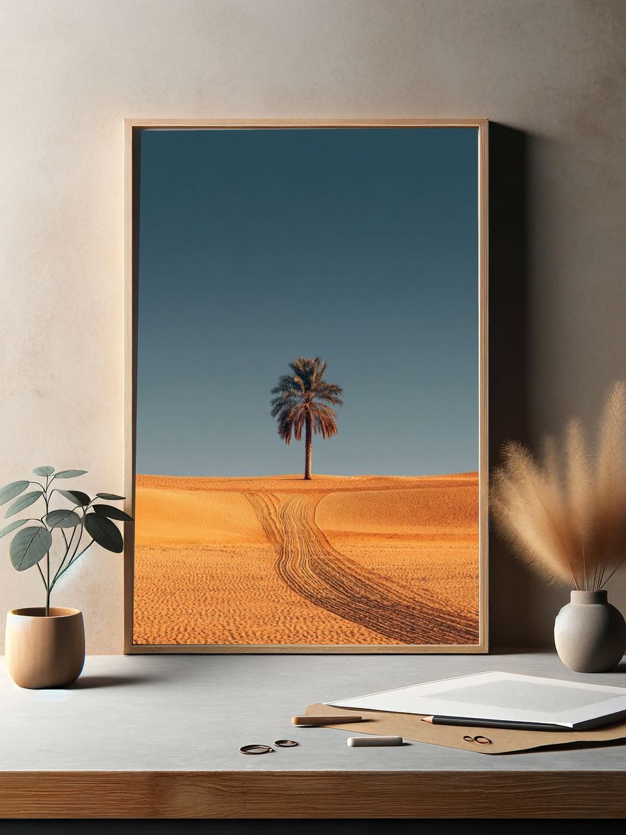 Solitary Palm Desert Print. — room view 2