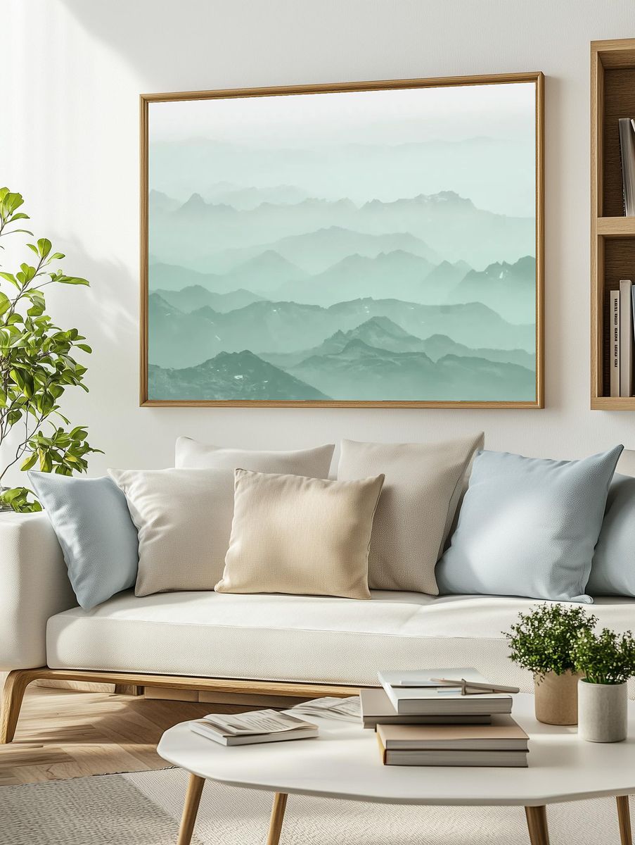 Green mountains background, misty landscape. — room view 2