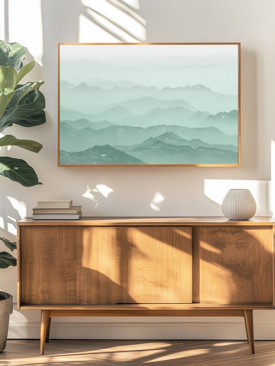 Green mountains background, misty landscape. — room view 3