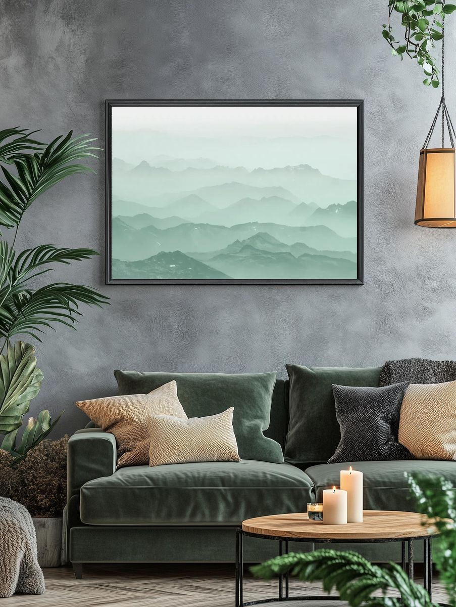 Green mountains background, misty landscape. — room view 4