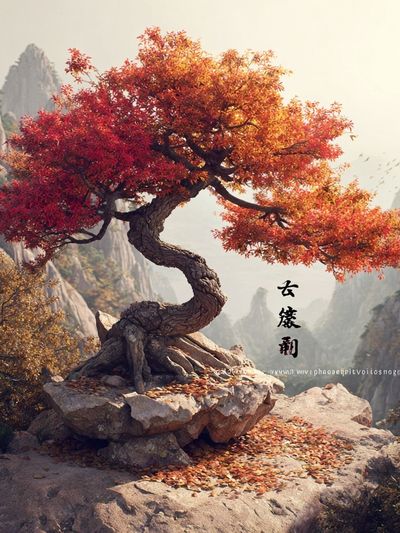 Autumn Bonsai Mountain Print