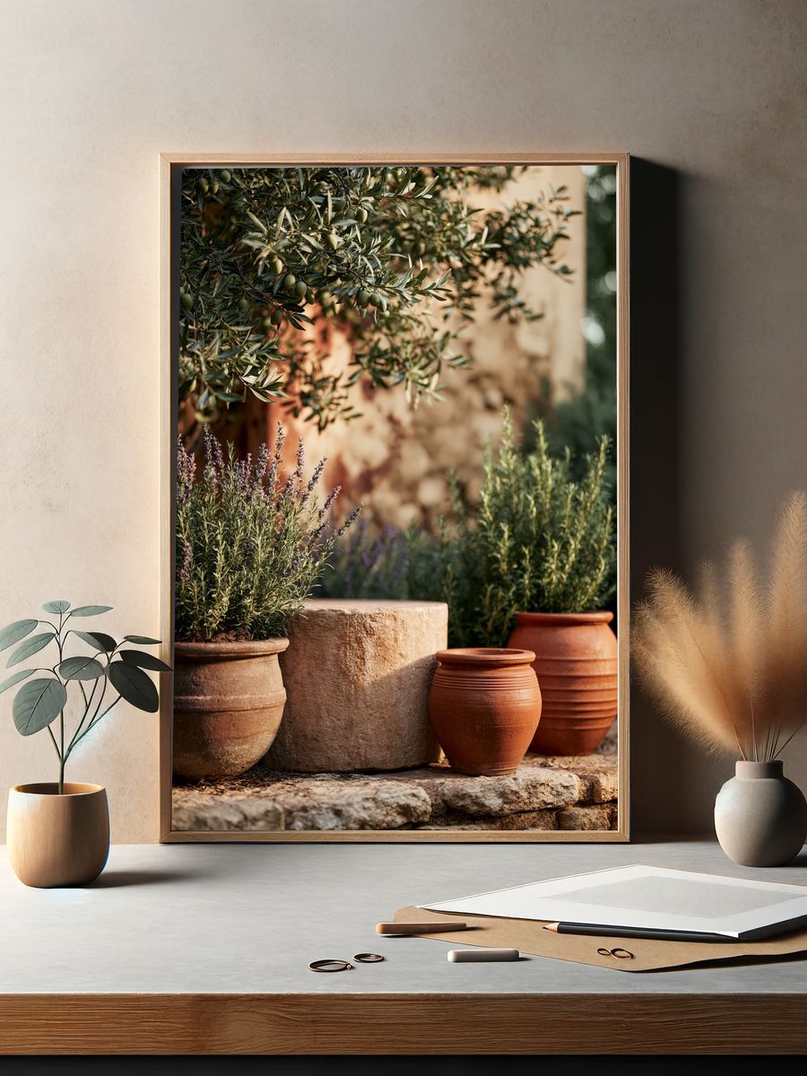 Mediterranean Olive Garden Print. — room view 2