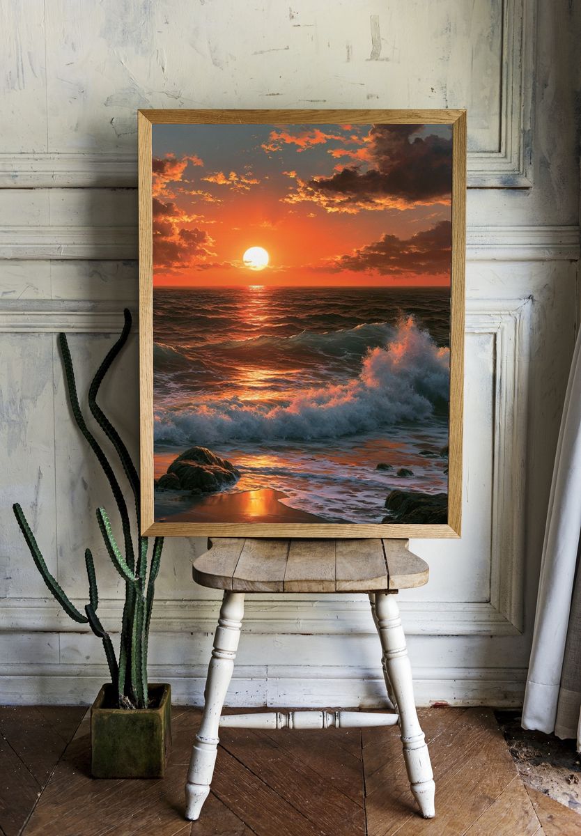 Ocean Sunset Waves Poster. room preview