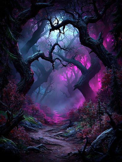 Enchanted Neon Forest Poster. poster