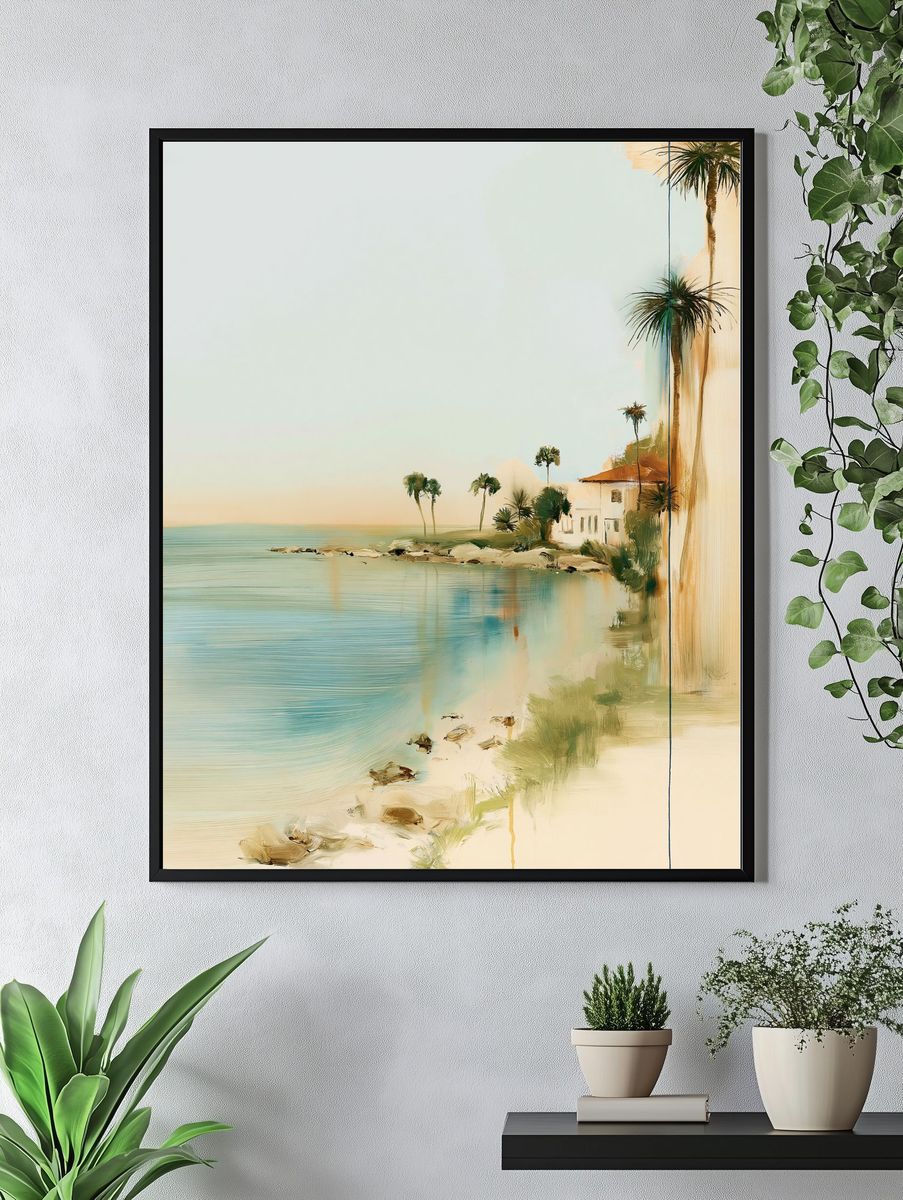 Coastal Palm Shoreline Print. — room view 4