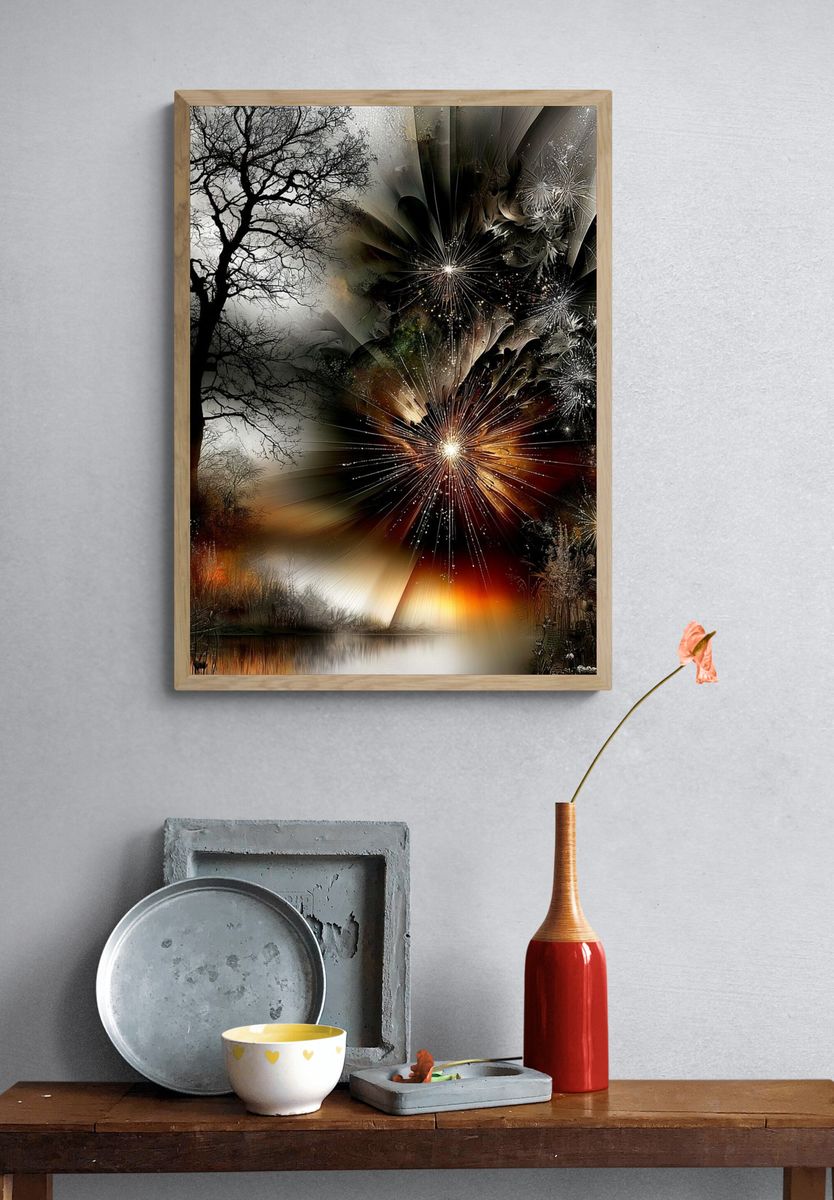 Autumn Fireworks Landscape Print. — room view 3