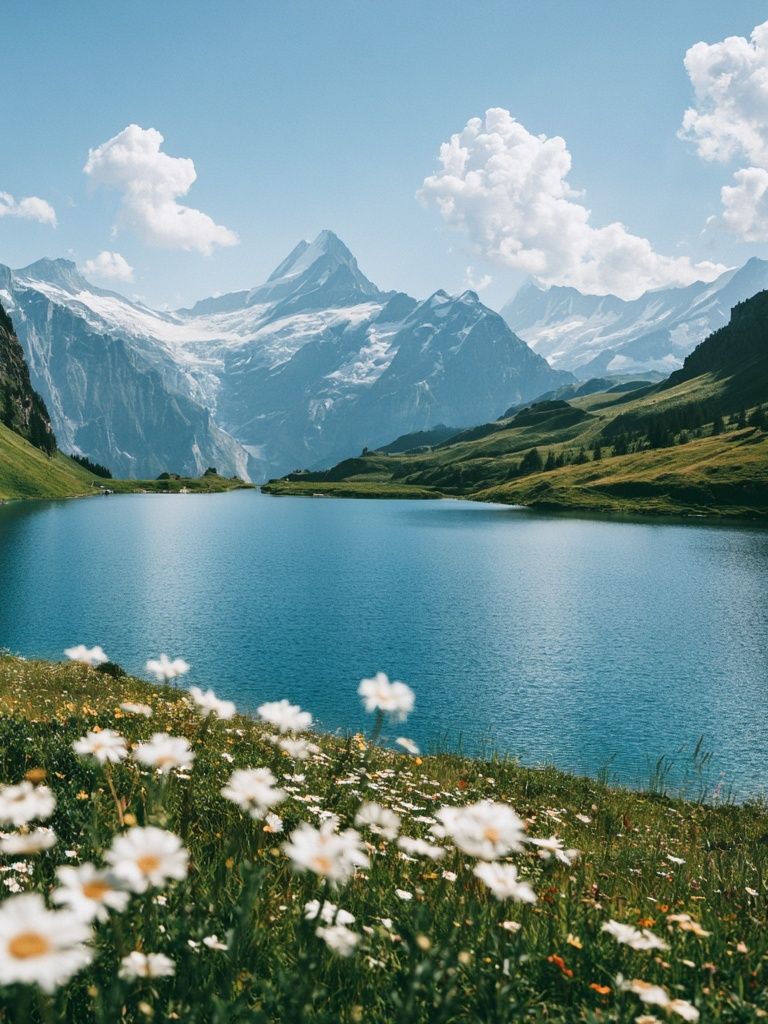 Alpine Lake Meadow Photography Poster. poster — nature art