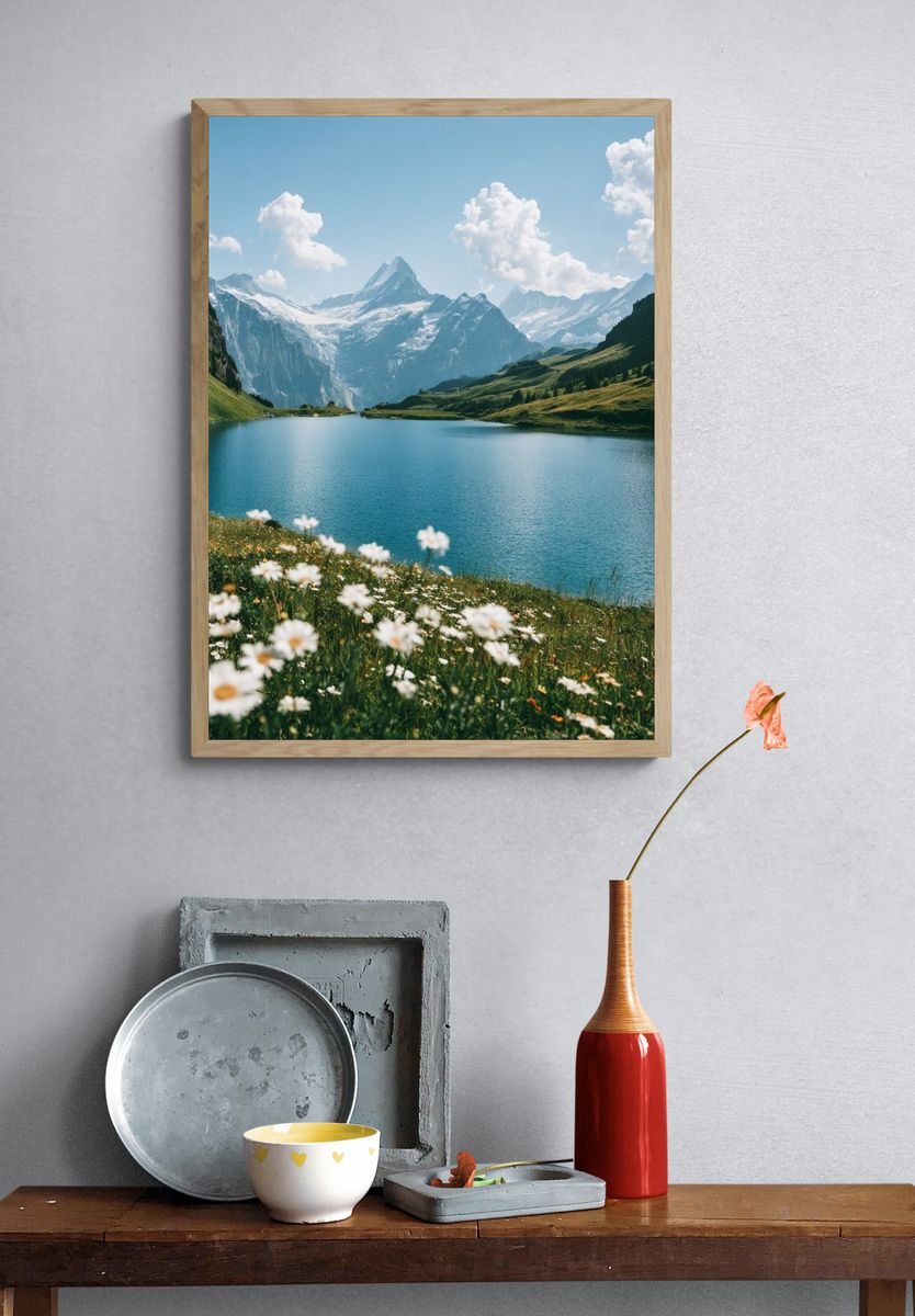 Alpine Lake Meadow Photography Poster. — room view 3