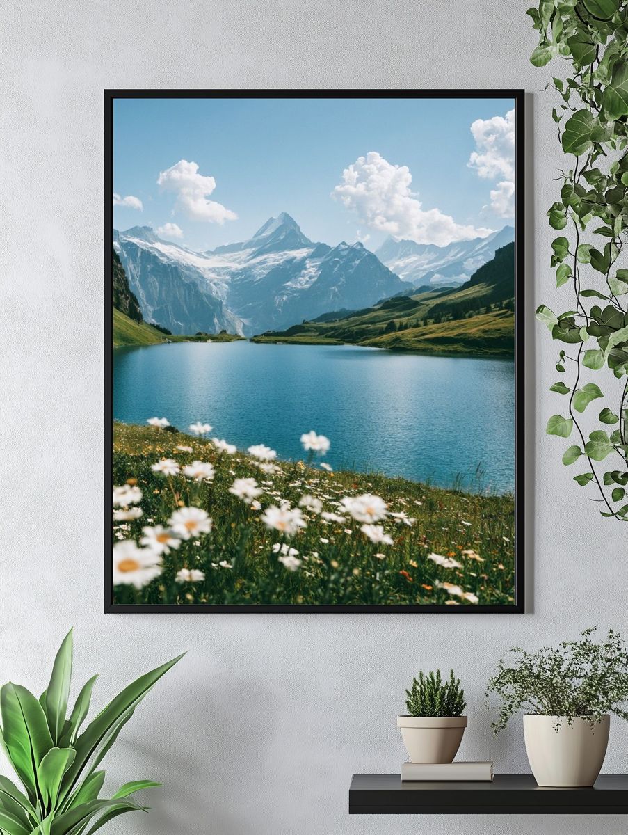 Alpine Lake Meadow Photography Poster. — room view 4