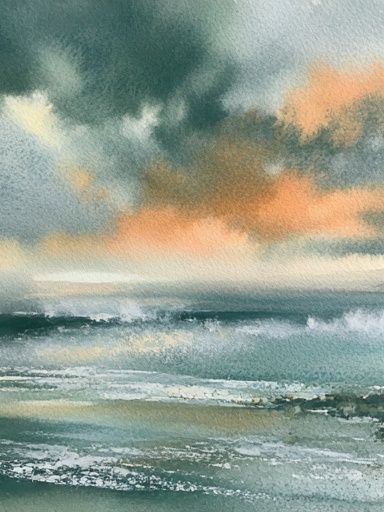 Stormy Seascape Watercolor Poster. poster detail