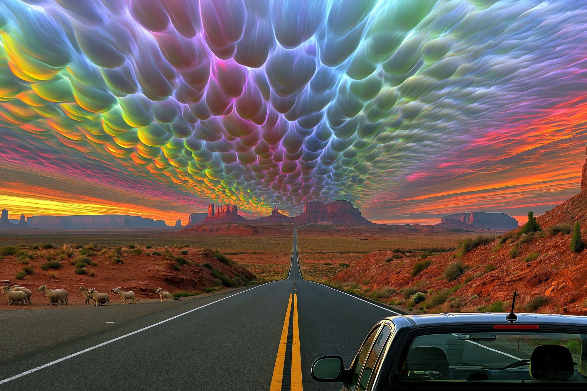 Surreal Desert Roadscape Poster. poster — nature art